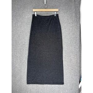 Vintage My Michelle Maxi Skirt Double Side Slit Black Sparkle Women's M USA 90s